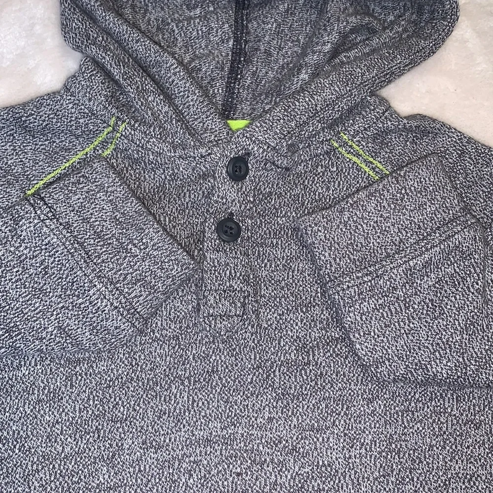 Gymboree Boys Gray Neon Green Hood Sweater 18-24